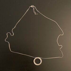 Elegant Faux Silver Circle Pendant Necklace